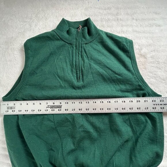 Peter Millar Mens Green Merino Wool Sleeveless 1/2 Zip Sweater Vest Size Large - Picture 6 of 7